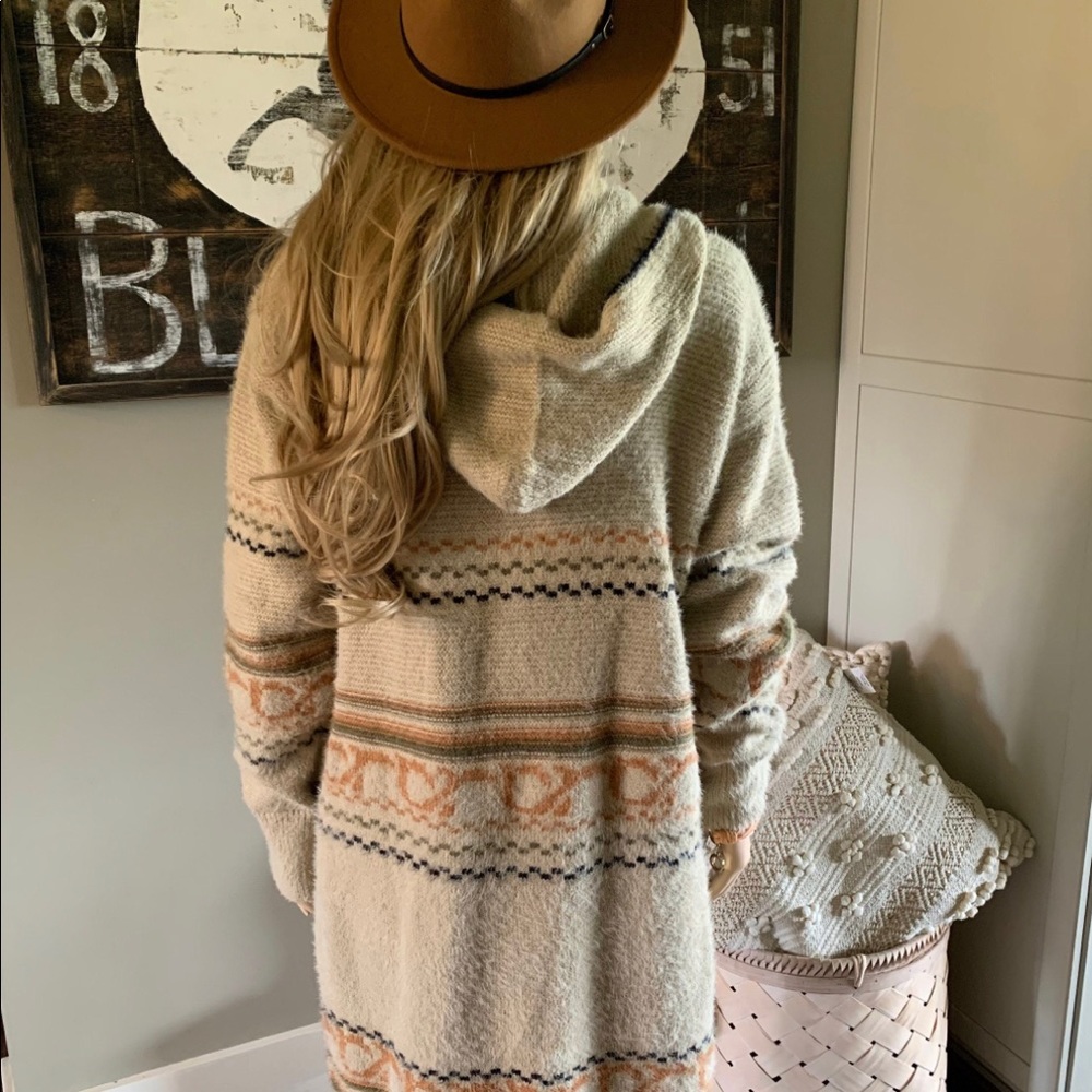 New Cozy Oversized Hooded Pocketed Long Cardigan Sweater Coat Western - Picture 6 of 7
